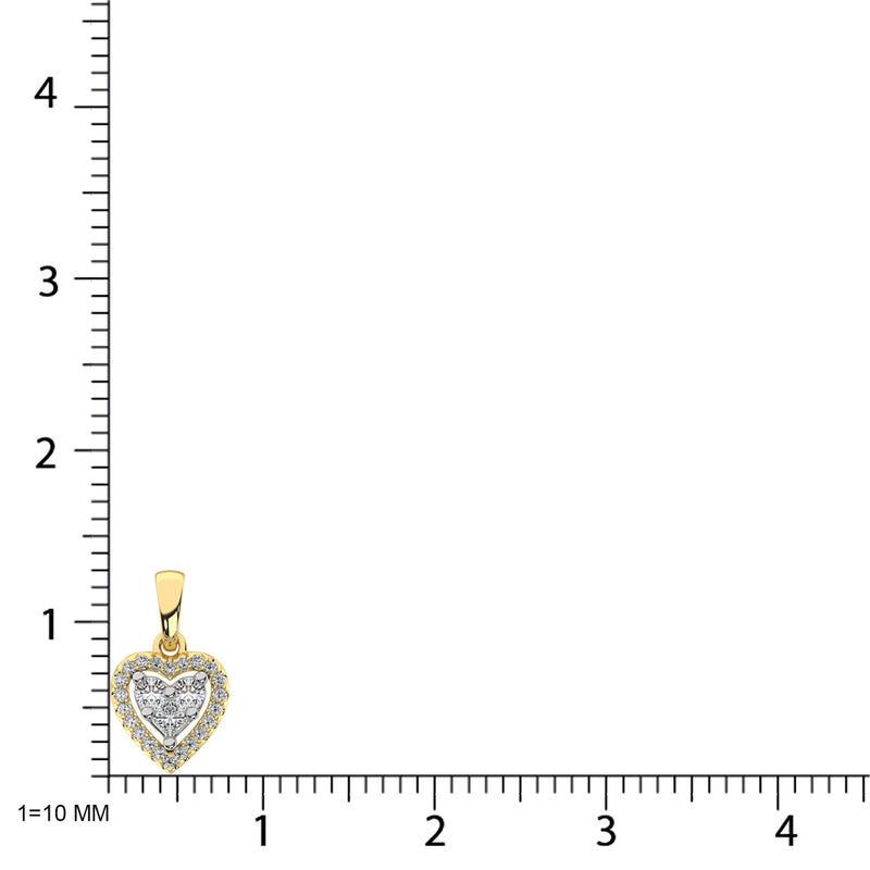 10K Yellow Gold 1/6 Ct.Tw. Diamond Heart Pendant