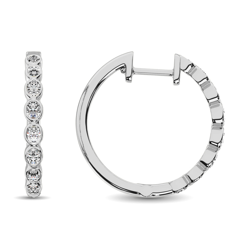 14K White Gold 1/3 Ct.Tw. Diamond Hoop Earrings