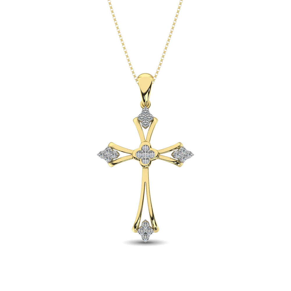 Gothic Style Diamond 1/5 Ct.Tw Cross Pendant in 10K Yellow Gold