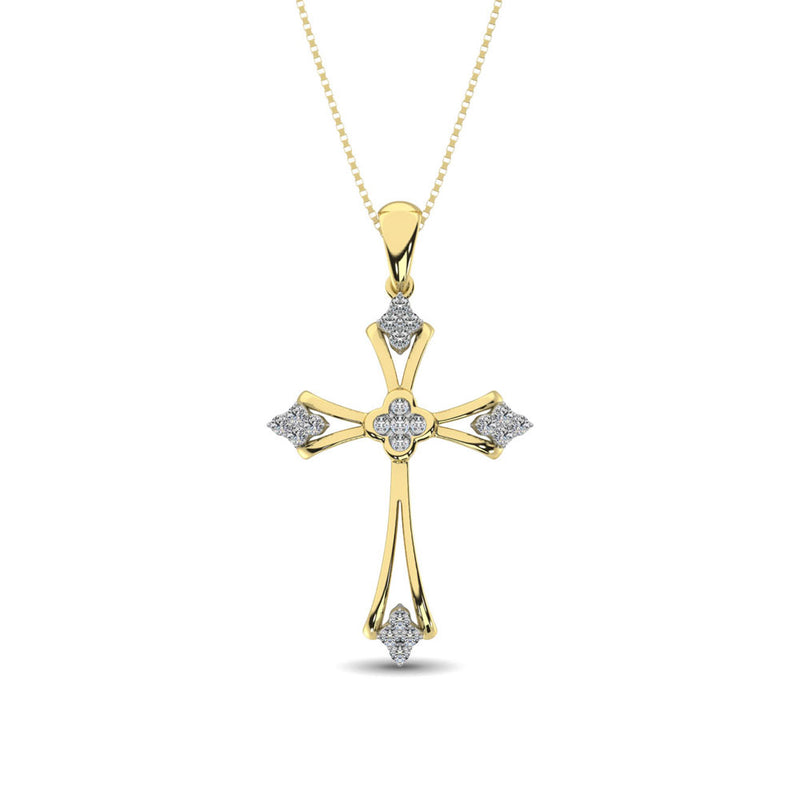 Gothic Style Diamond 1/5 Ct.Tw Cross Pendant in 10K Yellow Gold