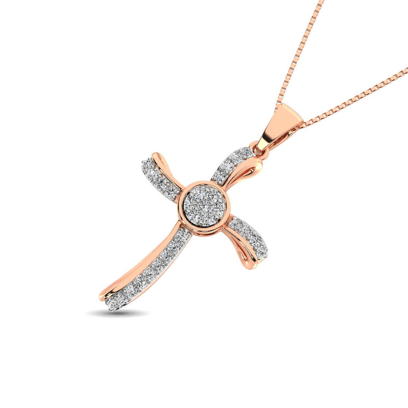 14K Rose Gold 1/5 Ct.Tw. Diamond Cross Pendant