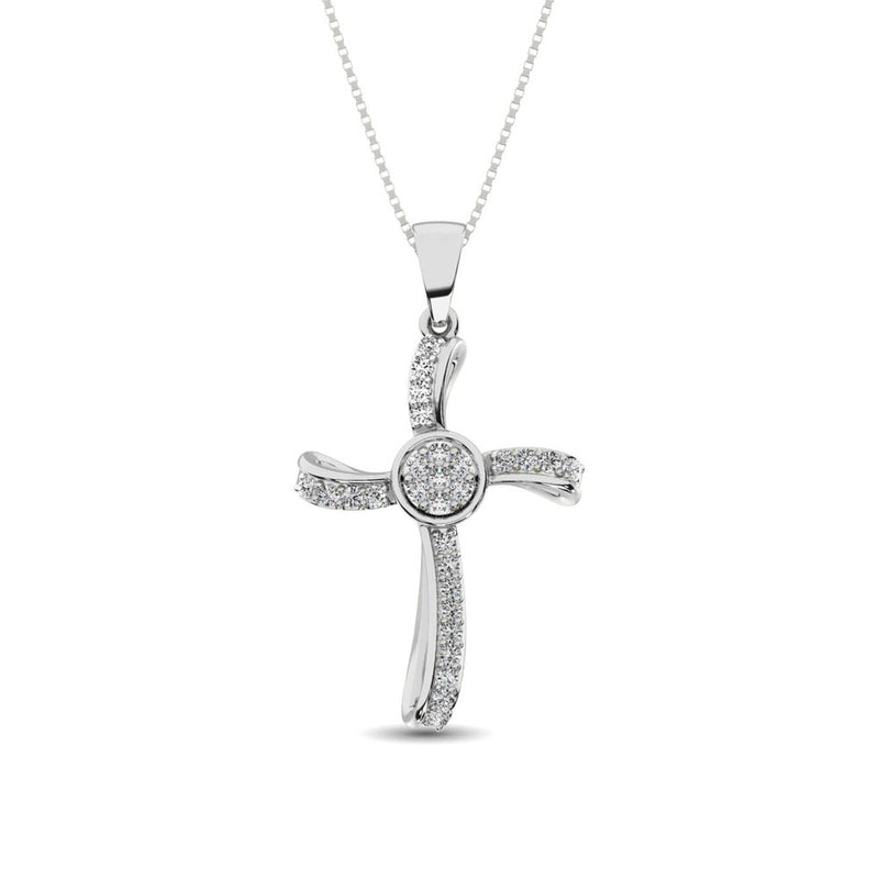14K White Gold 1/5 Ct.Tw. Diamond Cross Pendant