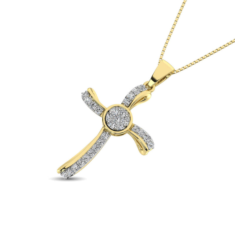 14K Yellow Gold 1/5 Ct.Tw. Diamond Cross Pendant