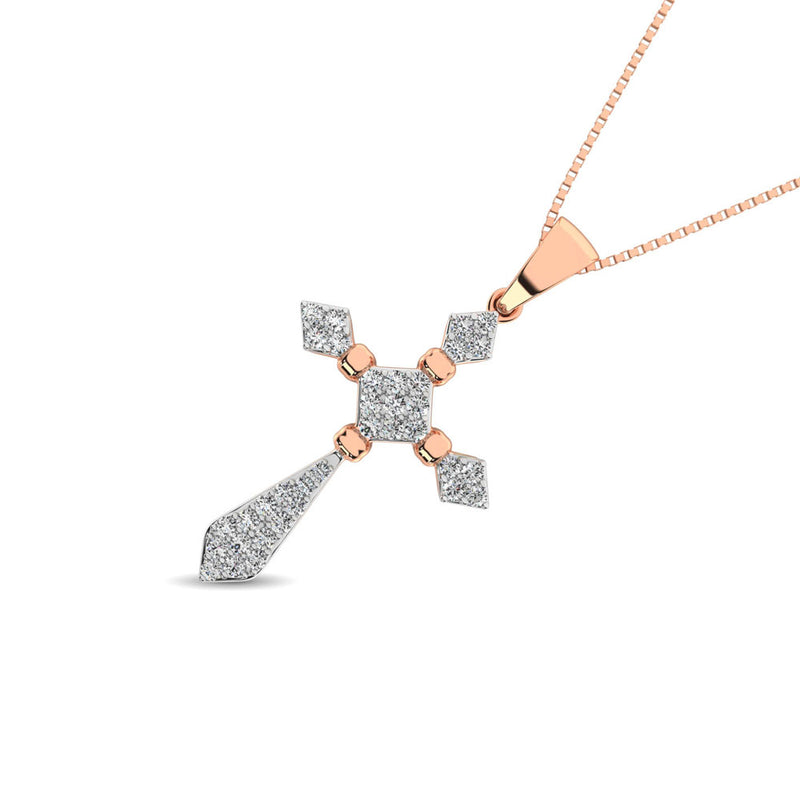 14K Rose Gold 1/5 Ct.Tw. Diamond Cross Pendant