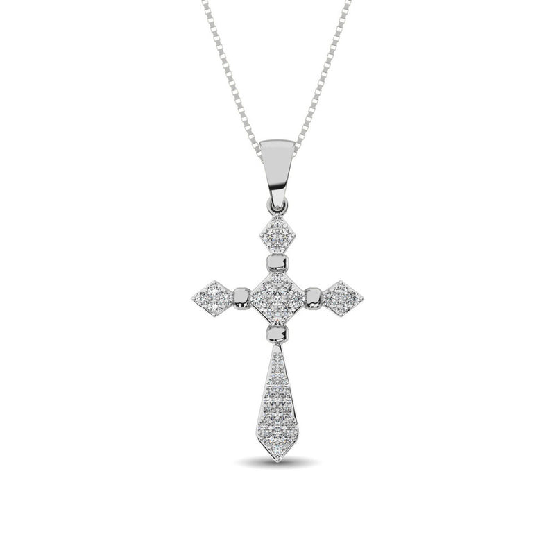 14K White Gold 1/5 Ct.Tw. Diamond Cross Pendant