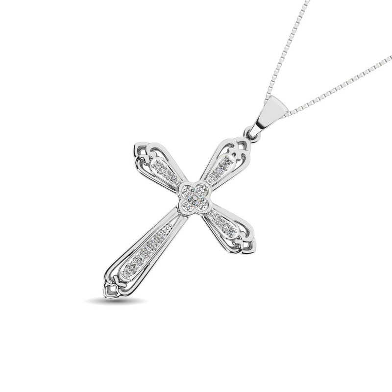 14K White Gold 1/6 Ct.Tw. Diamond Cross Pendant