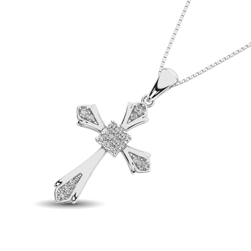 14K White Gold 1/6 Ct.Tw. Diamond Cross Pendant