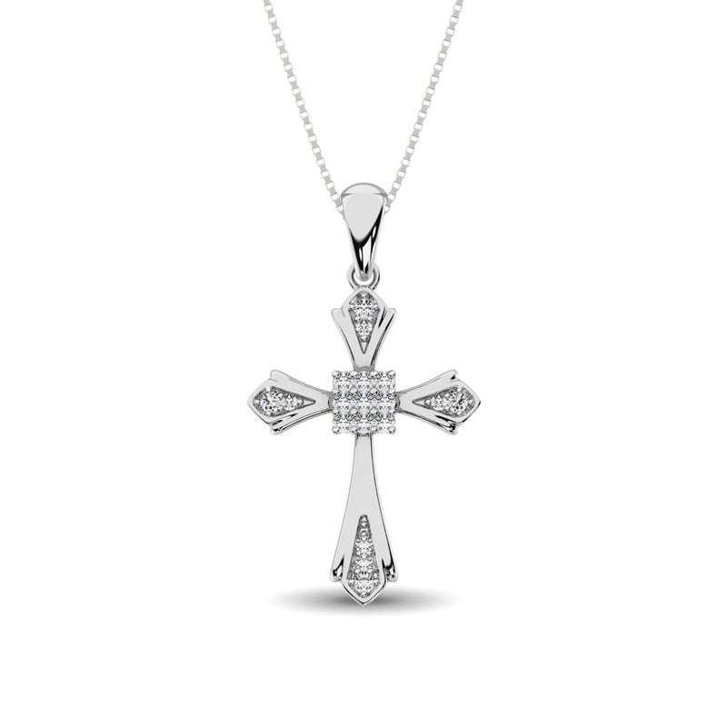 14K White Gold 1/6 Ct.Tw. Diamond Cross Pendant