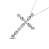 14K White Gold 1/4 Ct.Tw. Diamond Cross Pendant