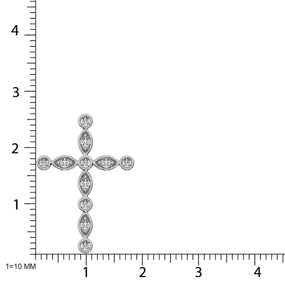 14K White Gold 1/4 Ct.Tw. Diamond Cross Pendant
