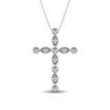 14K White Gold 1/4 Ct.Tw. Diamond Cross Pendant