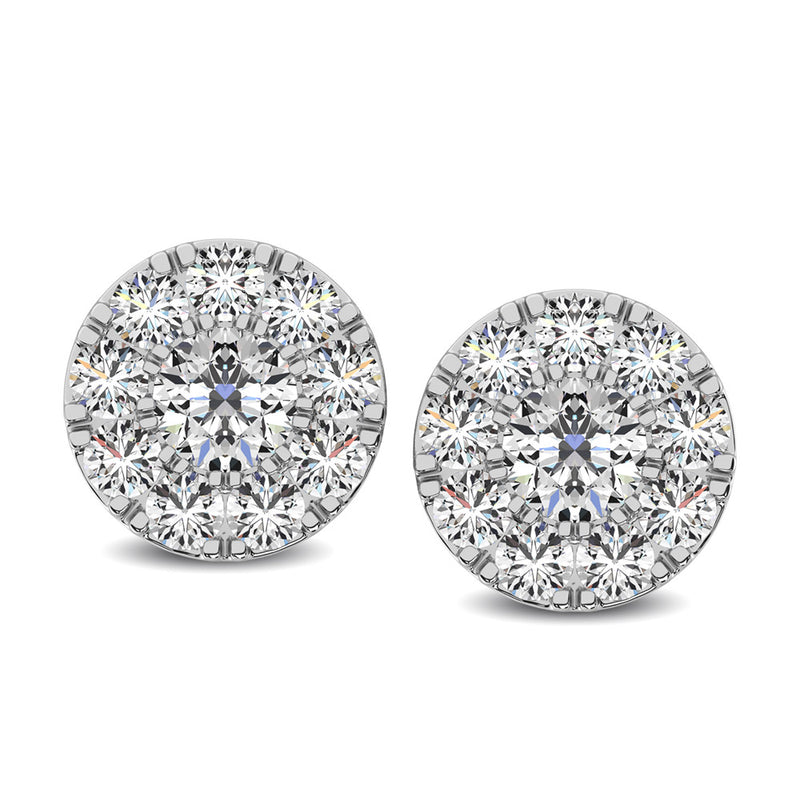 Diamond 1/4 Ct.Tw. Round Frame Stud Earrings