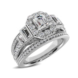 14K White Gold 1 1/2 Ctw Emerald Cut Diamond Engagement Ring