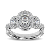 14K White Gold 1 3/4 Ctw Oval Cut Diamond Engagement Ring