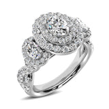 14K White Gold 1 3/4 Ctw Oval Cut Diamond Engagement Ring