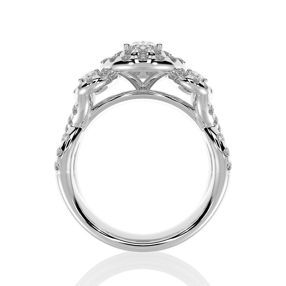 14K White Gold 1 3/4 Ctw Oval Cut Diamond Engagement Ring