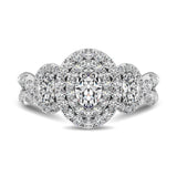14K White Gold 1 3/4 Ctw Oval Cut Diamond Engagement Ring