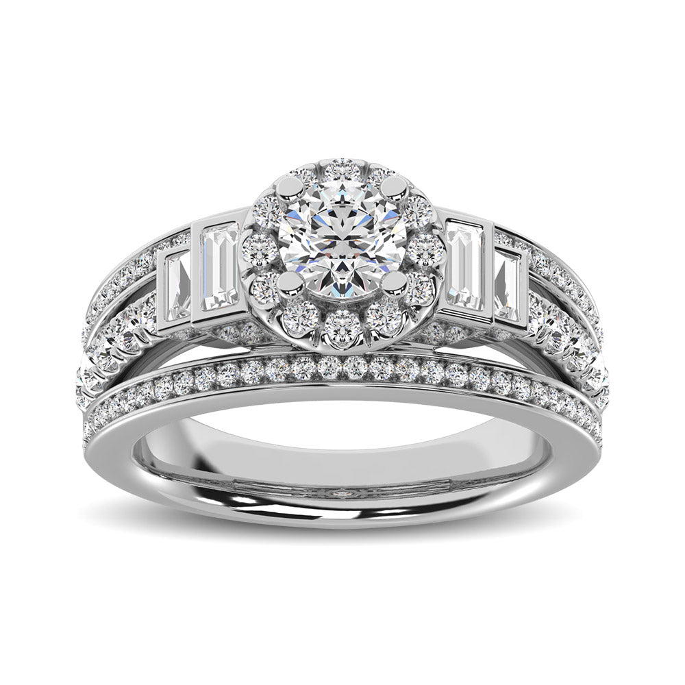 14K White Gold 1 1/2 Ctw Round Cut Diamond Engagement Ring