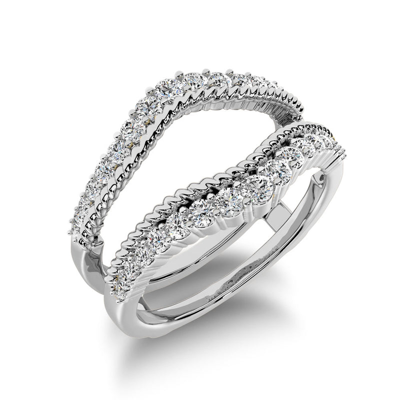 14K White Gold 2/5 Ct.Tw. Diamond Rope Texute Guard Ring