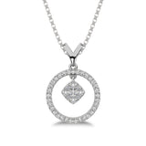 10K White Gold 1/4 Ct.Tw. Diamond Circle Dangler Pendant