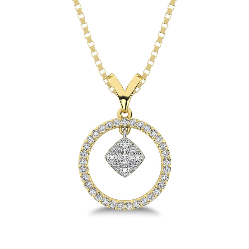 10K Yellow Gold 1/4 Ct.Tw. Diamond Circle Dangler Pendant