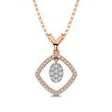 10K Rose Gold 1/4 Ct.Tw. Diamond Square Shape Pendant with Dangler