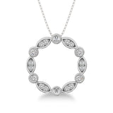 10K White Gold 1/4 Ct.Tw. Diamond Round & Marquise Frame Pendant