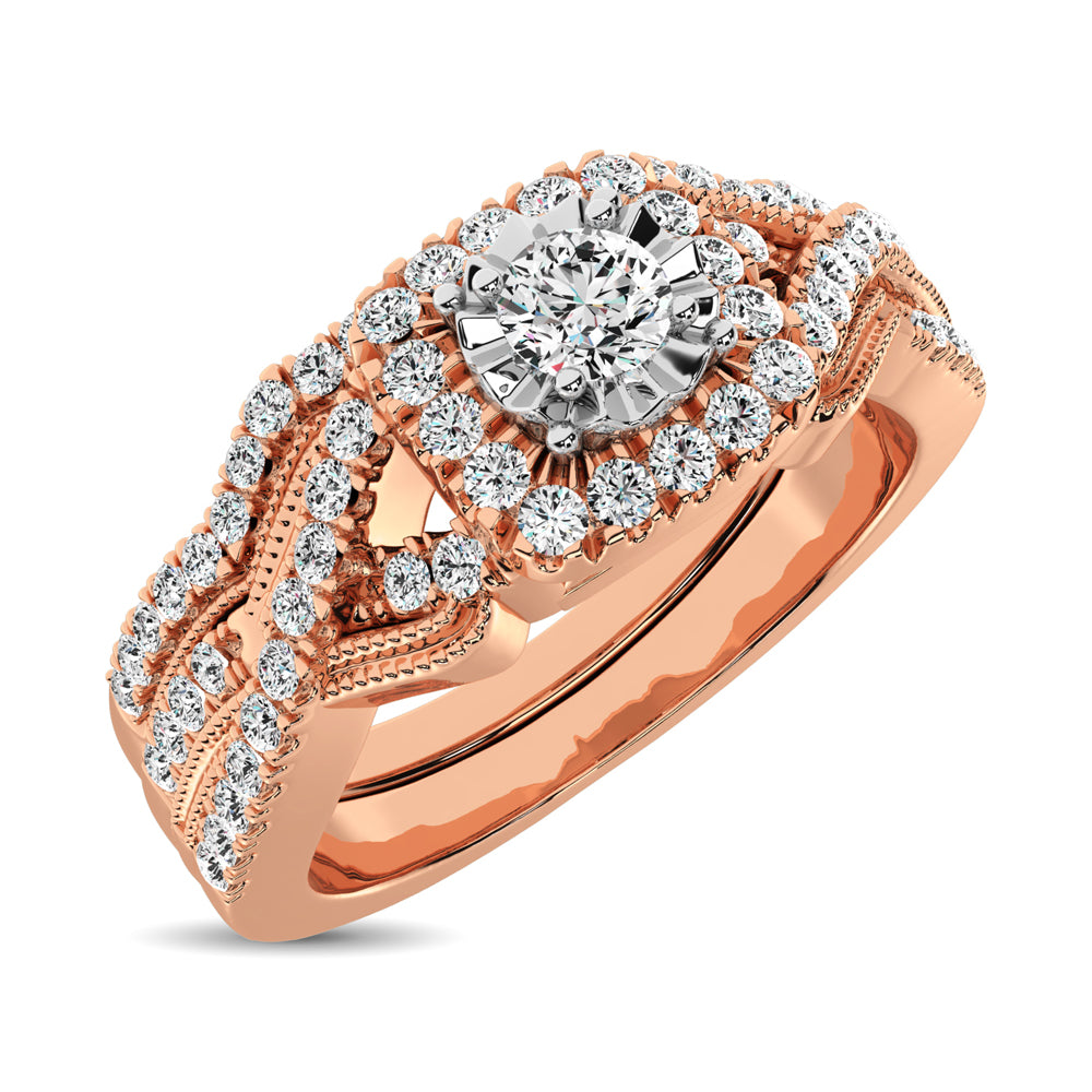 10K Rose Gold 1/2 Ct.Tw. Diamond Bridal Ring