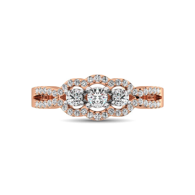 14K Rose Gold 1/2 Ct.Tw. Diamond Engagement Ring