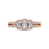 14K Rose Gold 1/2 Ct.Tw. Diamond Engagement Ring