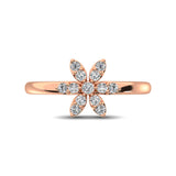 10K Rose Gold 1/4 Ctw Diamond Flower Ring