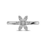 10K White Gold 1/4 Ctw Diamond Flower Ring