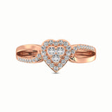 10K Rose Gold 1/4 Ct.Tw. Diamond Heart Engagement Ring