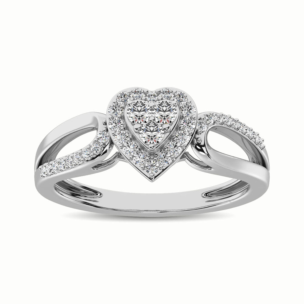 10K White Gold 1/4 Ct.Tw. Diamond Heart Engagement Ring