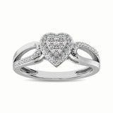10K White Gold 1/4 Ct.Tw. Diamond Heart Engagement Ring