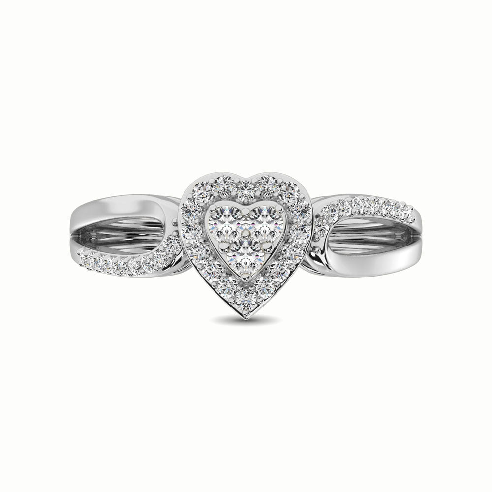 10K White Gold 1/4 Ct.Tw. Diamond Heart Engagement Ring