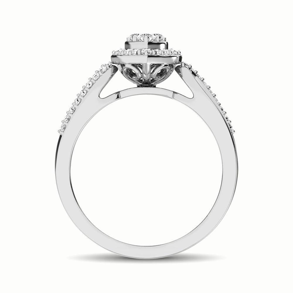 10K White Gold 1/4 Ct.Tw. Diamond Heart Engagement Ring