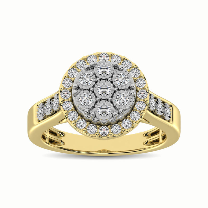 10K Two Tone 1/2 Ct.Tw. Diamond Cluster Ring
