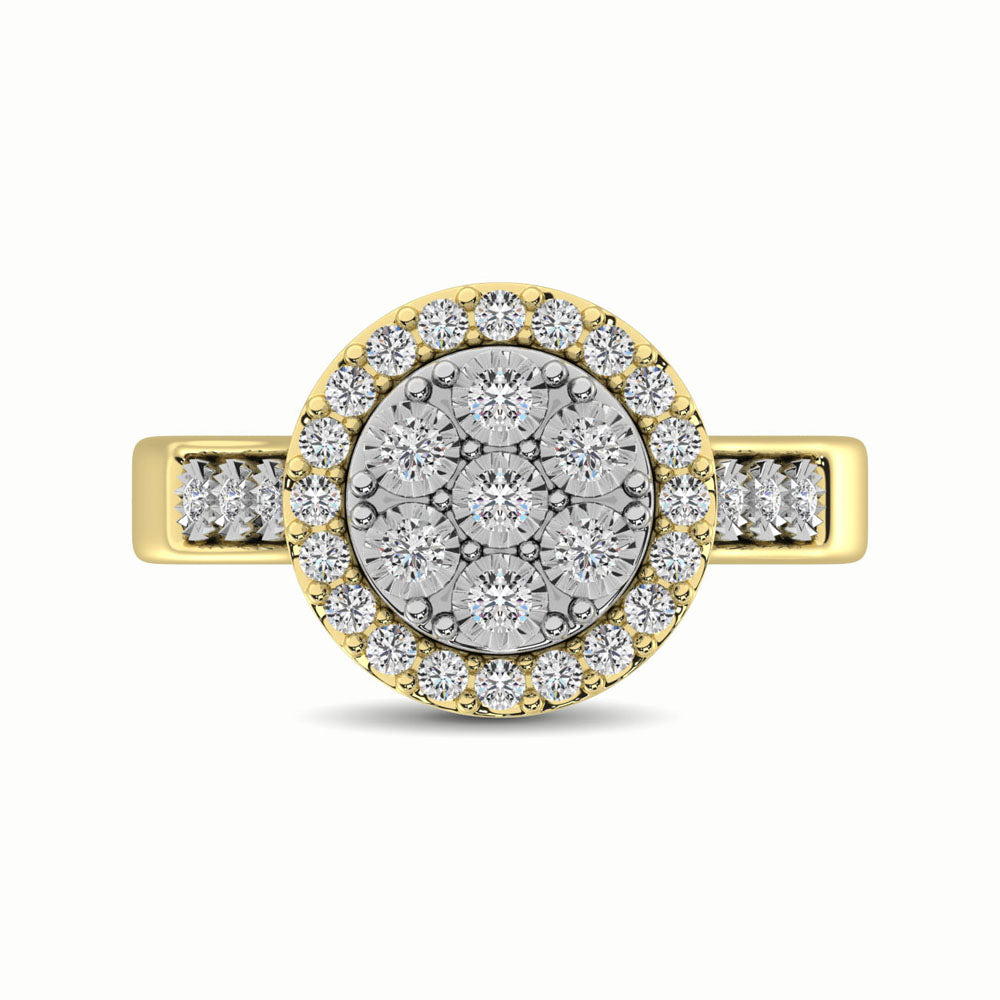 10K Two Tone 1/2 Ct.Tw. Diamond Cluster Ring