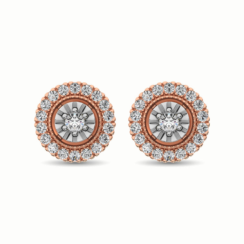 10K Rose Gold 1/3 Ct.Tw. Diamond Stud Earrings