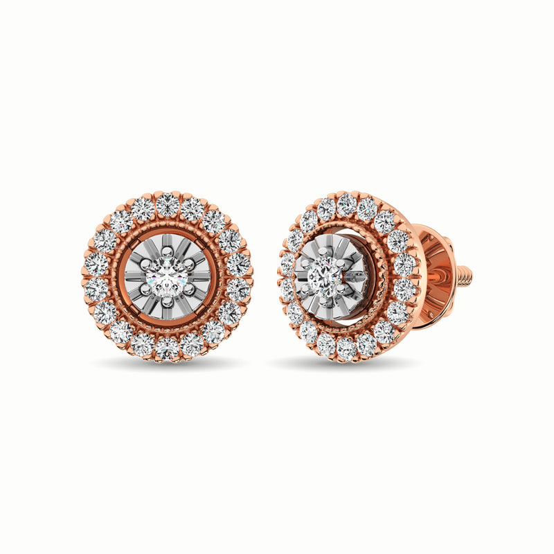 10K Rose Gold 1/3 Ct.Tw. Diamond Stud Earrings