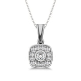 10K White Gold 1/6 Ct.Tw. Diamond Square Shape Pendant