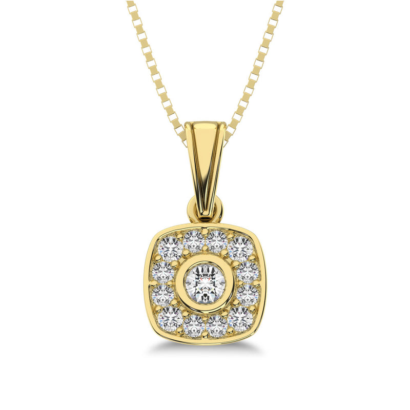 10K Yellow Gold 1/6 Ct.Tw. Diamond Square Shape Pendant