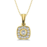 10K Yellow Gold 1/6 Ct.Tw. Diamond Square Shape Pendant
