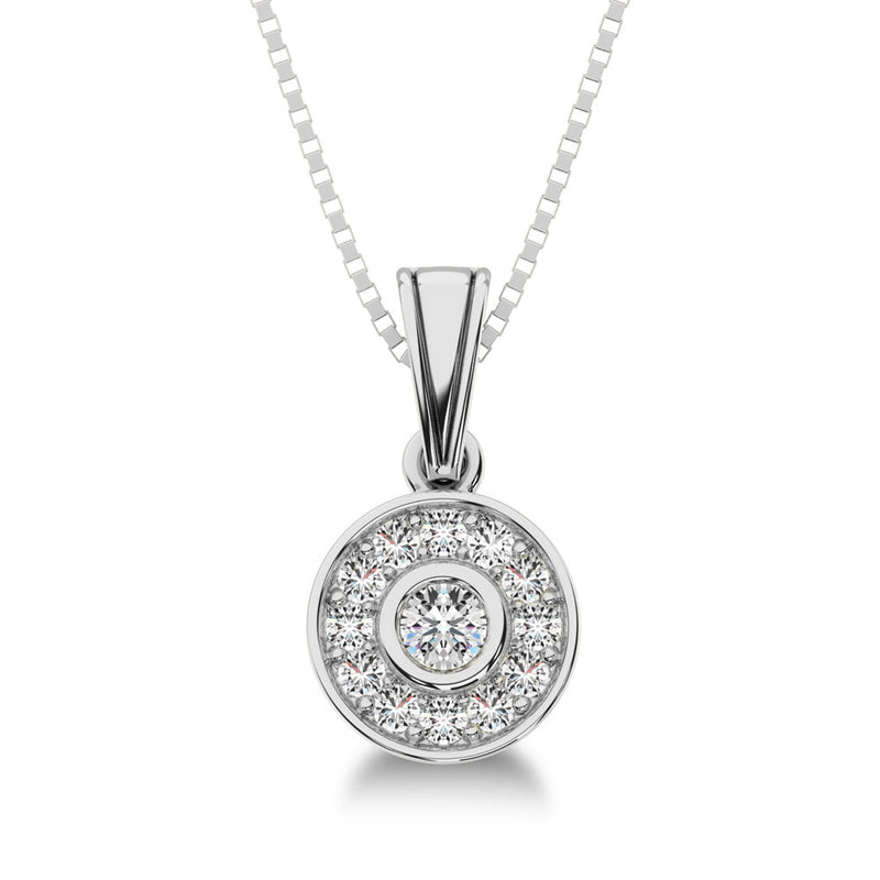 10K White Gold 1/6 Ct.Tw. Diamond Round Shape Pendant