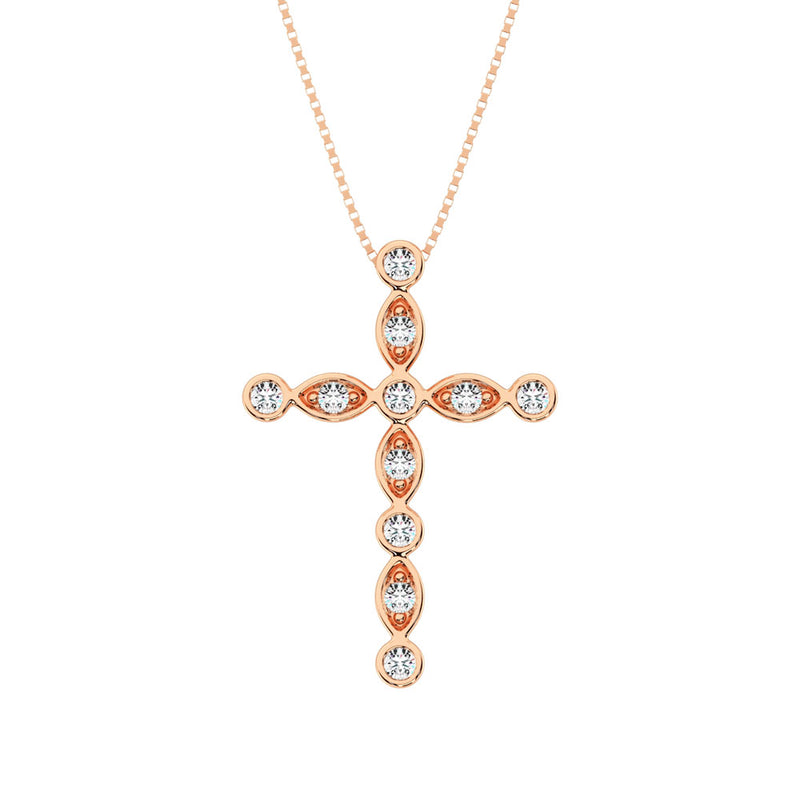 10K Rose Gold 1/6 Ct.Tw. Diamond Cross Pendant