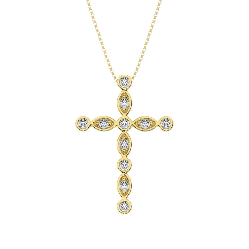 10K Yellow Gold 1/6 Ct.Tw. Diamond Cross Pendant