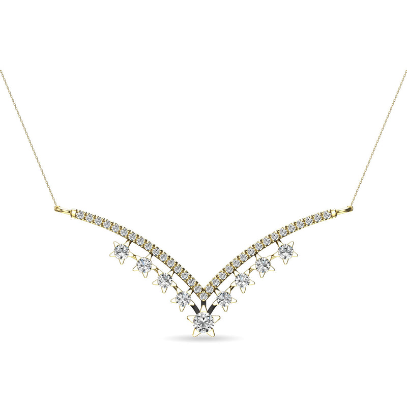 14K Yellow Gold 1/3 Ct.Tw. Diamond  Star Necklace