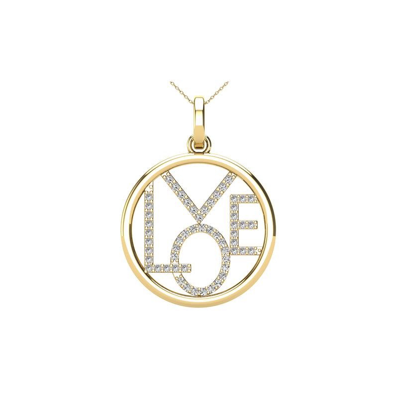 10K Yellow Gold 1/10 Ct.Tw. Diamond Accent LOVE Pendant
