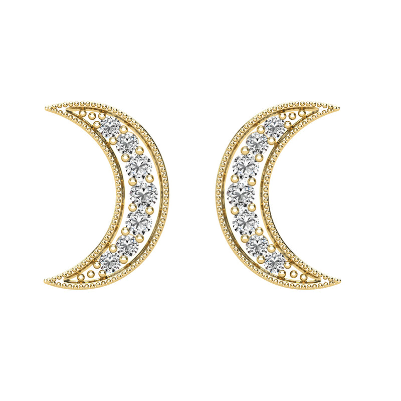 Diamond 1/6 Ct.Tw. Crescent Moon Earrings in 10K Yellow Gold